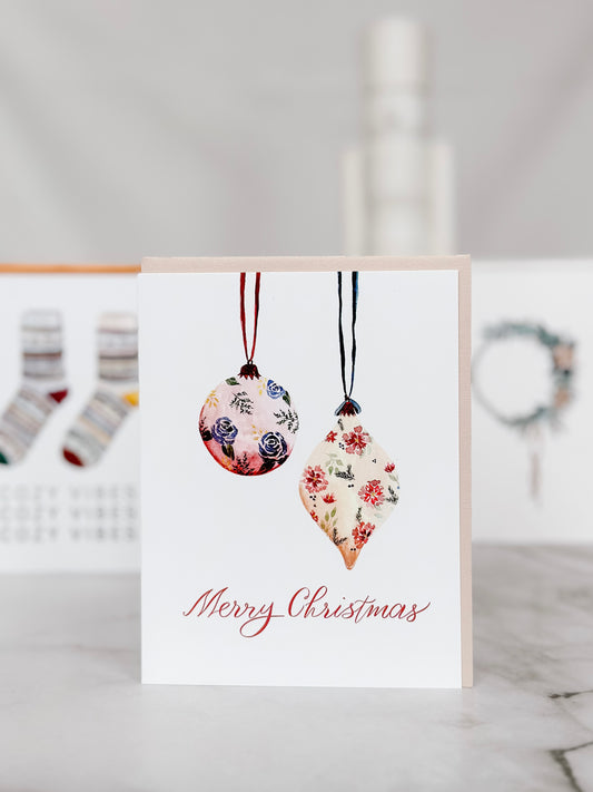 Floral Christmas Ornaments Card