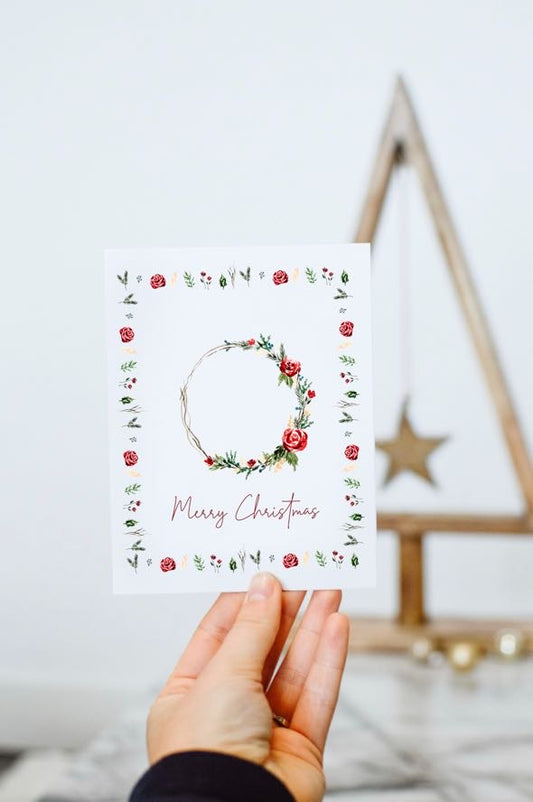 Delicate Floral Christmas Wreath Card