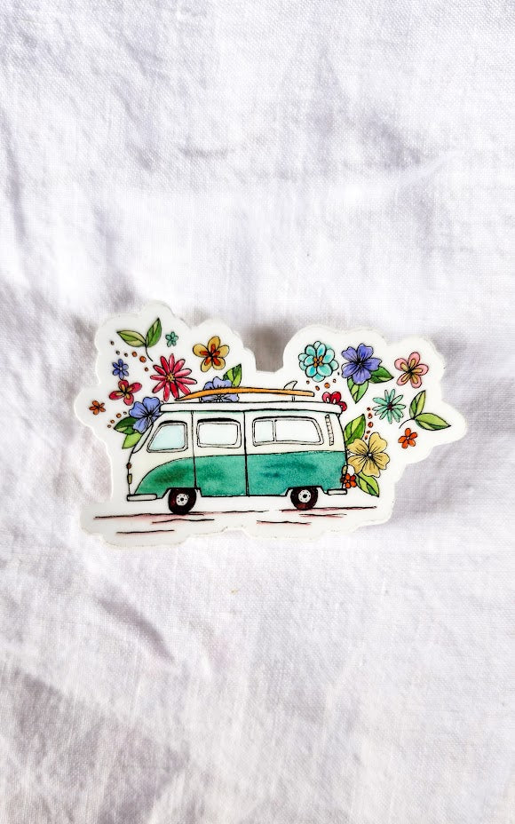 Retro VW Bus: Vinyl Waterproof Sticker – Flourish and Form