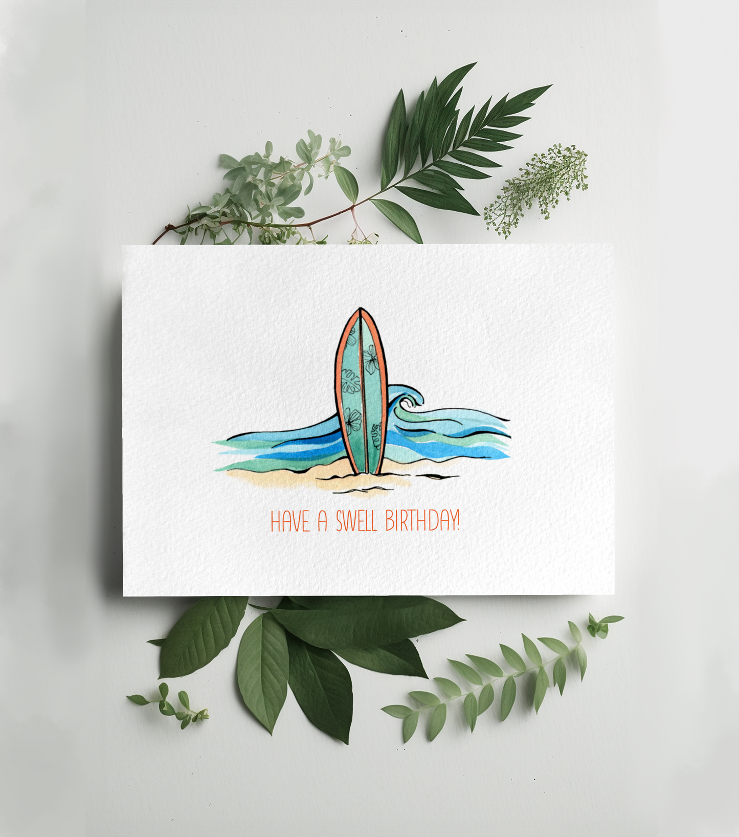 Have a Swell Birthday: Surfboard Greeting Card